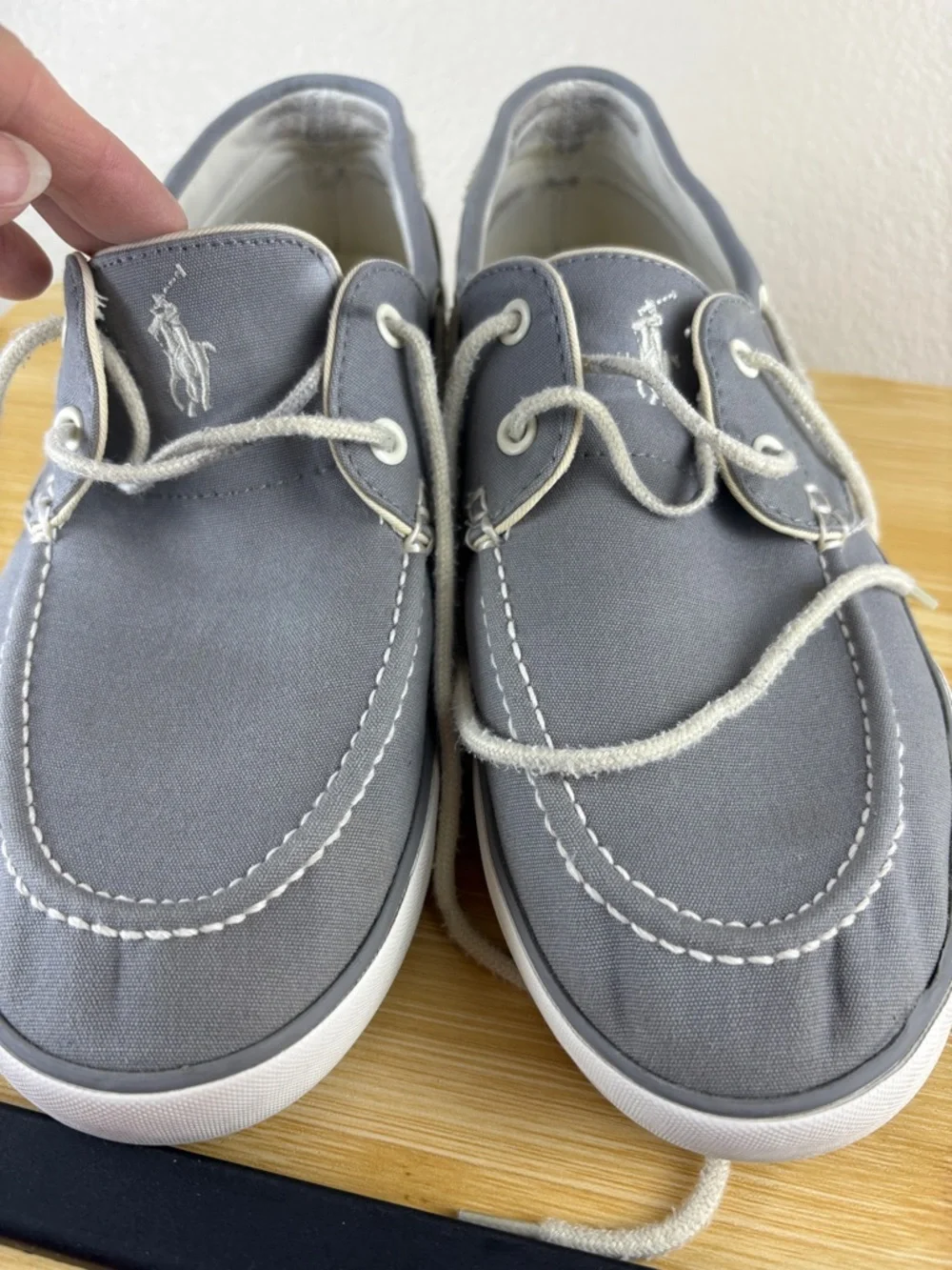 Polo Ralph Lauren Sander Grey Canvas Boat Shoes Men's Size 10 Preppy Casual